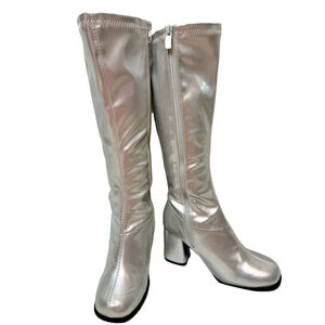 NIB Silver Knee-High GoGo Boots Size 6